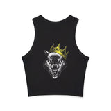 Cool Wolf Crowned Racer Tank Top for Women - Stylish Summer Essential