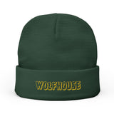 Warm Knit Beanie with 'WOLFHOUSE' Embroidery - Cozy Winter Accessory