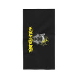 Wolfhouse Crown Beach Towel — Black Graphic Wolf Design
