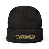 Warm Knit Beanie with 'WOLFHOUSE' Embroidery - Cozy Winter Accessory